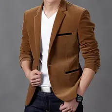 Blazer Casual Slim de Veludo para Homens