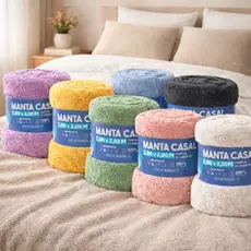 Manta Cobertor Casal Microfibra Felpuda 1,80m x 2,00m Super Macia Toque Aveludado