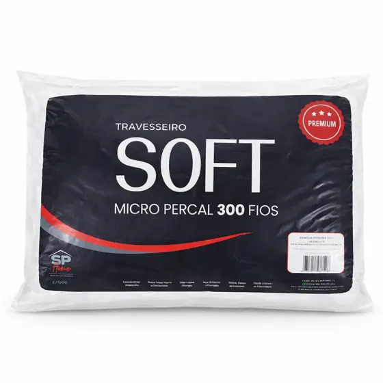 Travesseiro Soft 300 Fios Micro Percal Premium 50x70 Antialérgico Super Macio