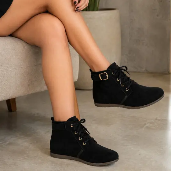 Bota Coturno Feminina Blogueira Cano Curto Confortável Casual Inverno Moda Feminina