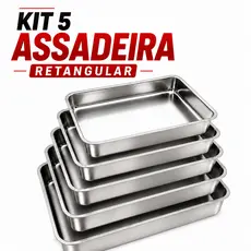 Jogo Kit Forma Assadeira Retangular 5 Peças Alta