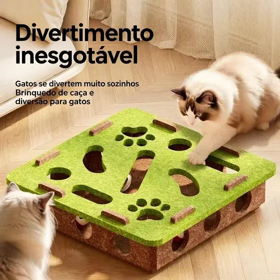 Caixa de diversão para gatos labirinto com bolinhas brinquedo interativo anti tédio de feltro