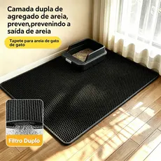 Tapete Duplo Coletor de Areia Gato, Filtro Duplo Lavável, Anti Espalhamento Areia, Vários Tamanhos