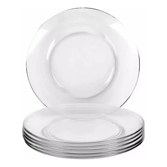 Jogo 12 Pratos De Sobremesa Duralex Nadir 19cm Vidro Resistente Transparente Clássico