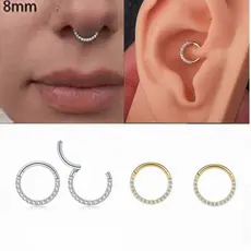 Kit 2 Piercing Argola Septo Com Zircônia Segmento Para Nariz Daith Helix Tragus