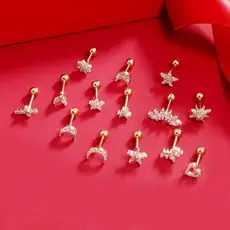 1Peca piercing orelha  Aço inox tragus cartilagem zircão