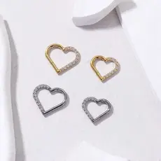 Piercing Argola Clik Coração Zircônia Cravejada