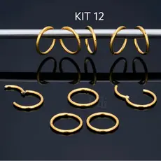 Kit 12 Piercing Argola Segmento Clik Articulado Aço cirugico  Helix, Septo, Rook, Conch