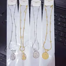 Colar + Pingente São Bento / Nossa Senhora  Aço Inoxidável  Aparecida Ajustável
