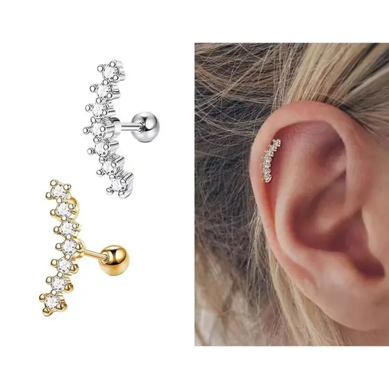 Piercing De Cartilagem De Aço Inoxidadel Com Zircônia