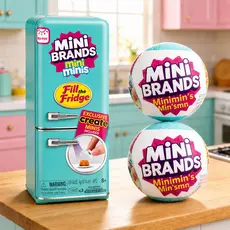 Mini Geladeira Fill The Fridge com 2 Bolas Mini Brands Surpresa Colecionável Rosa Azul ou Aleatória