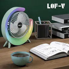 Mini Ventilador Silencioso Portátil LED RGB Recarregável USB 3 Velocidades Colorido Super Silencioso