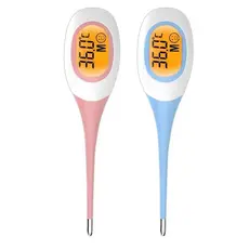 Termômetro Digital Ultra Rápido Infantil Para Bebês Clínico Flexível Ponta Macia Silicone Adulto Rosa e Azul