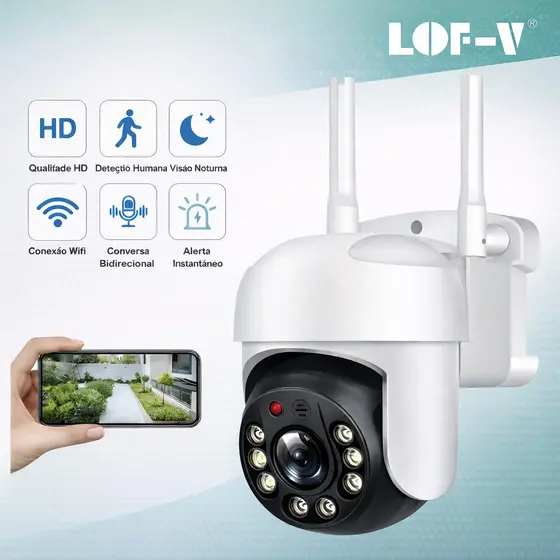 Câmera de Segurança Wi-Fi 5G Inteligente com Visão Noturna HD YOOSEE Lente 6MP