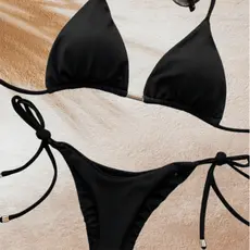 Biquíni Cortininha Amarração Calcinha fio Duplo Moda Praia Bojo Removível