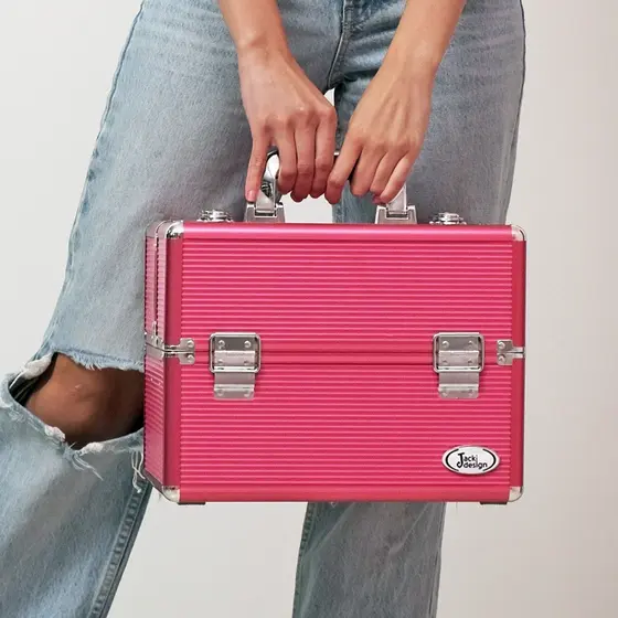 Maleta Profissional de Maquiagem Pink Tamanho Grande Jacki Design | Brinde Incluso