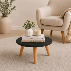 Mesa de Centro Redonda MDF Premium Pés de Pinus Decorativa Moderna Sala de Estar Moderna Nórdica