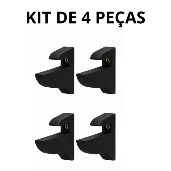 Kit 4 Suportes Bico De Tucano Branco Preto Para Prateleira Suspensa Reforçado