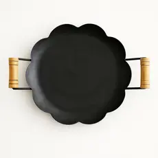 Disco de Arado com Cabo de Madeira | Chapa para Churrasco Carne Porções Fogão e Lenha 48cm