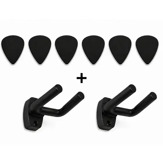 Kit C/ 02 Suporte Violão Guitarra Ajustável Emborrachado Importado + 6 Palhetas