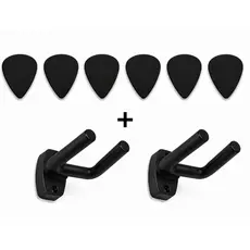 Kit C/ 02 Suporte Violão Guitarra Ajustável Emborrachado Importado + 6 Palhetas