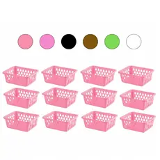 Kit 12 Cestos Organizador Multiuso Cestinho Gaveta Rosa, Pink , Preto, Branco, Verde e Marrom
