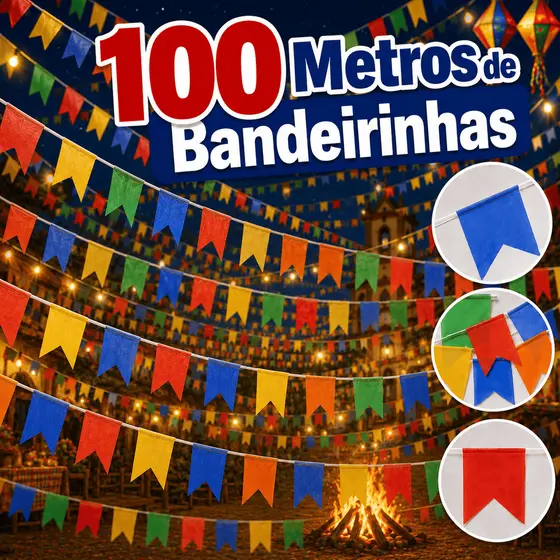 Bandeirinhas do Brasil Copa do Mundo 2026 Varal de Bandeiras - 20 Bandeirinhas - 10 Metros Cada Varal