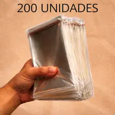 Embalagem Plástica Transparente 200 Unidades Saco com Fita Adesiva
