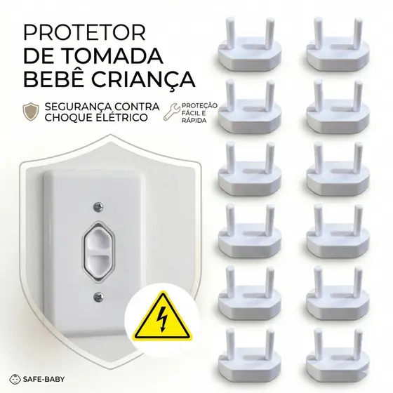 Kit 6/12/24/36 Protetor Tomada Criança e Bebê Segurança Contra Choque Elétrico Protecao Infantil Pino