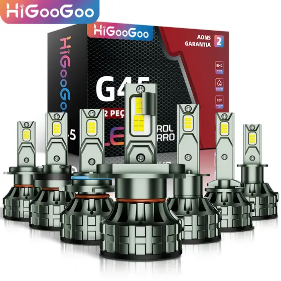 HiGooGoo 22000LM Par Lâmpada Farol De Led Carro Dois Anos 110W 6500K Para H1 H3 H4 H7 H11 H27 9005 9006