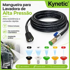 Mangueira 3/5/7/10m p/ Lavadora WAP Electrolux Vonder – Registro Rápido + 5 Bicos Coloridos – Alta Pressão