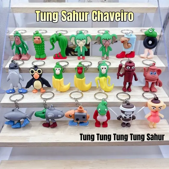 Tung Sahur Chaveiro Traalero Tralala Brinquedo Italiano Brainrot Figura De Ação Para Mochila Pingente
