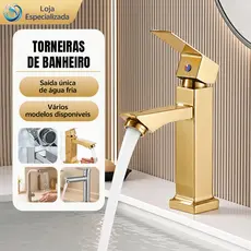 Banheiro Inox Monocomando Moderna Luxo Cromo Premium Torneira Banheiro Prata/Preto/Ouro