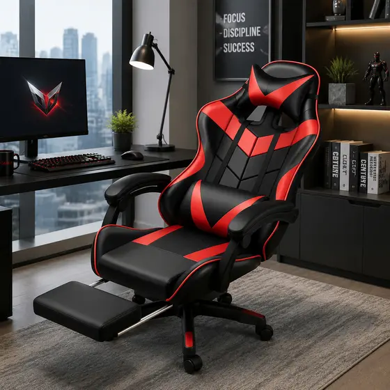 Cadeira Gamer Ergonômica Profissional Reclinável com Apoio para Pés e Altura Ajustável para Escritório e Casa