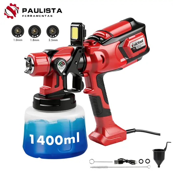 127V Pistola Elétrica Para Pintura ,pistol de pintura, Equipada Com 3 Bicos Metálicos E compressor , 650 watts , 1400 ml