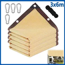 bege Tela Toldo Lona Sombrite Cobertura Pergolado Sombreamento Piscina Shade Jardim Trama Sol Sombra Area externa 3×6m