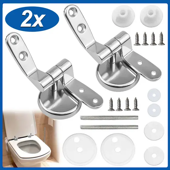 2Pcs Dobradiça Assento Sanitário Aço Inox Estilo com Parafusos
