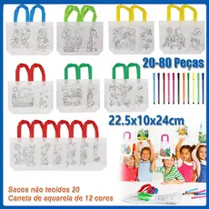 20/40/60/80 peças DIY marcador de cor saco de colorir pintura artesanal crianças artesanal não tecido saco