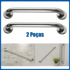 Kit 2 Barras de Apoio Inox 304 50cm para Banheiro - Corrimão de Segurança e Proteção para Idosos e Deficientes