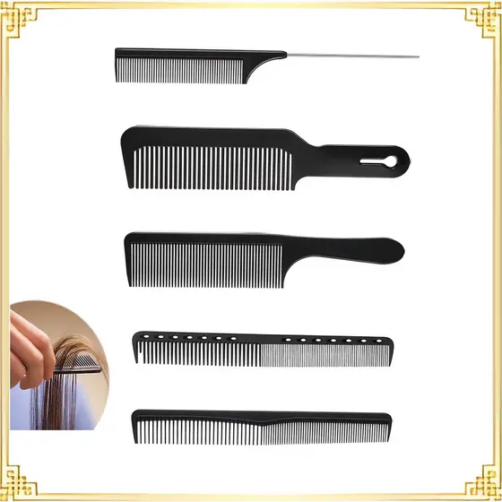 5 pentes de barbeiro tamanhos diferentes Material de Nylon + plástico pentes de estilo antiestáticos resistentes ao calo