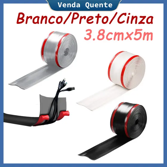 Organizadores Cabo Manga Linha, PVC, Kit Organizador Fio, Macio, Resistente, Limpo, Seguro, Cobertura de cabo de piso,5m