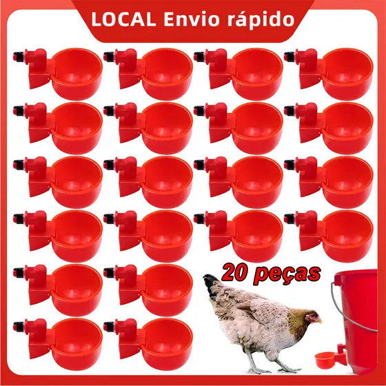 Kit 20 Bebedouro Automático para Aves Vermelho à prova d’água – Mola em aço inox, p/ frangos de corte, longa duração