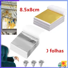 300 folhas de papel folha de prata, folha de ouro, pintura artística, decoração artesanal banhada a ouro