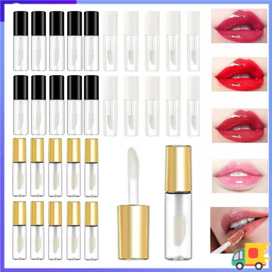1.2ml lábio esmalte garrafa vazia Mini brilho labial escova tubo conjunto DIY lábio esmalte garrafa vazia 10 pçs pacote