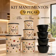 Kit de potes mantimentos para cozinha com 5 peças + 4 potes redondos