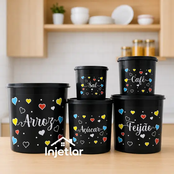 Kit de potes mantimentos para cozinha com 5 peças para armazenar alimentos