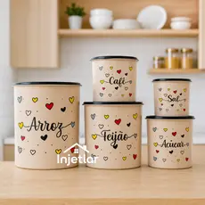 Kit com 5 potes de mantimentos para cozinha