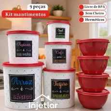 Kit de potes mantimentos com 5 potes + 4 peças boll
