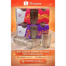 Jogo de Copos Nature 6 Peças de copo de vidro 270ml Nadir