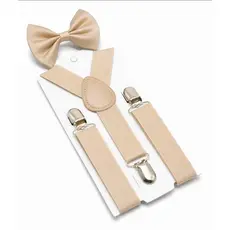 KIT SUSPENSORIO INFANTIL BEGE COM GRAVATA BORBOLETA